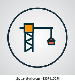 Tower crane icon colored line symbol. Premium quality isolated lifting hook element in trendy style.