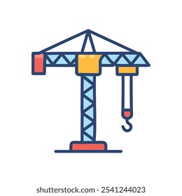 Tower crane icon. Construction hoist, lifting, building, development, progress, industry, height, machinery,  progress symbol.