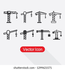 Tower Crane Icon, Construction Crane Icon Set Vector Illustration Eps10