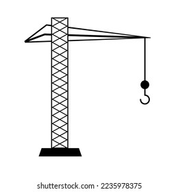 Tower crane icon. Construction site machinery. Vector.
