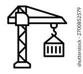 Tower Crane Icon Line Style Vector Illustration
