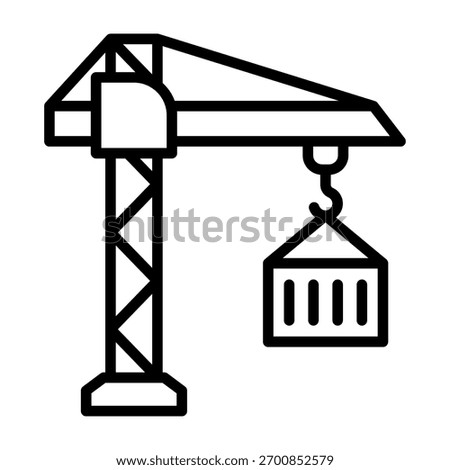 Tower Crane Icon Line Style Vector Illustration