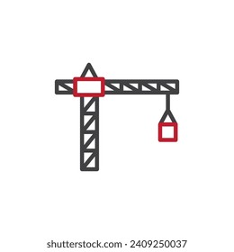 tower crane icon. sign for mobile concept and web design. outline vector icon. symbol, logo illustration. vector graphics.