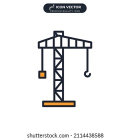 Plantilla de símbolo de icono de grúa en torre para la ilustración vectorial de la colección de diseño gráfico y web
