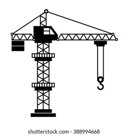Tower Crane Icon in White Background. Vector