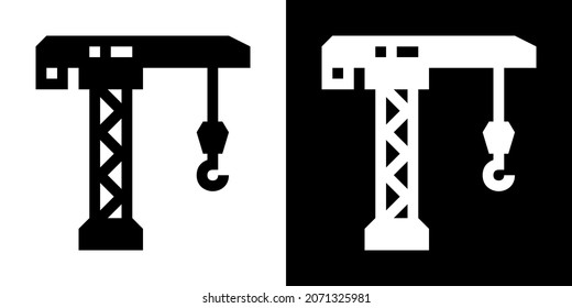 Turmkran. Symbol in der weißen und schwarzen Version.
