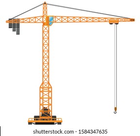 Tower crane Isolated on white background. Graphic vector