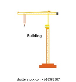 Tower crane isolated on the white background color text building