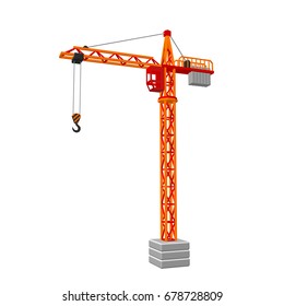 Tower crane. Isolated on white background.3D Vector illustration.