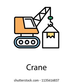 
A tower crane lifting heavy package for delivery, showing cargo process  
