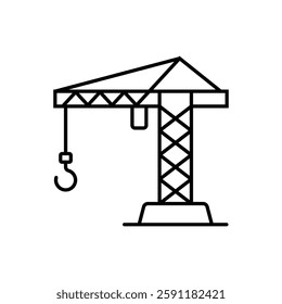 tower crane line art vector icon