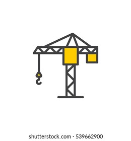 Tower crane line icon, filled outline vector sign, linear colorful pictogram isolated on white. Symbol, logo illustration