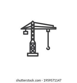Tower crane line icon. linear style sign for mobile concept and web design. Building crane outline vector icon. Symbol, logo illustration. Vector graphics
