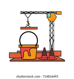 tower crane  and pail  vector illustration