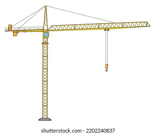 Tower crane in profile in isolate on a white background. Vector illustration.