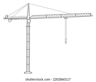 Tower Crane Profile Isolate On White Stock Vector (Royalty Free ...