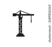 Tower crane silhouette construction site.
Tower Crane Silhouette Vector Illustration.
Construction Site Tower Crane Silhouette Flat Design.
Industrial Crane Silhouette Minimal Vector Art.