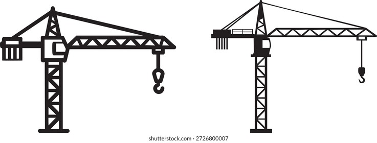 Tower Crane Silhouette Icon for Construction Projects
