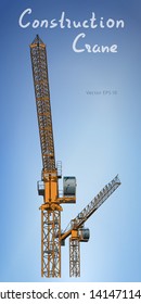 Tower crane. Sketch hand drawn vector illustration