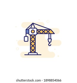 Tower Crane Vector Filled Outline Icon Style Illustration. EPS 10 File 