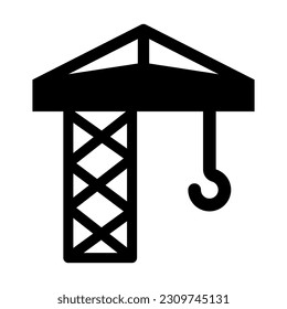 Tower Crane Vector Glyph Icon For Personal And Commercial Use.
