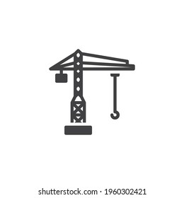 Tower crane vector icon. filled flat sign for mobile concept and web design. Building crane glyph icon. Symbol, logo illustration. Vector graphics
