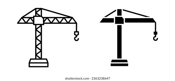 Conjunto de iconos de vector de grúa de torre. Símbolo de construcción