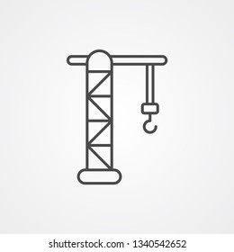 Tower crane vector icon sign symbol