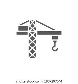 Tower crane vector icon symbol construction tools isolated on white background