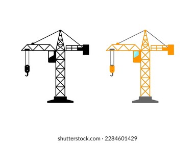 Tower crane vector icons on white background