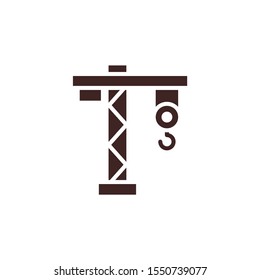 Tower Crane vector illustration. Shipping and Delivery glyph style icon.