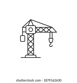 Tower Crane Vector Outline Icon Style Illustration. EPS 10 File 