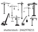 Tower Crane Vector For Print, Tower Crane Clipart, Tower Crane Illustration