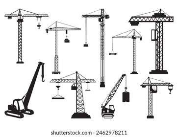 Tower Crane Vector For Print, Tower Crane Clipart, Tower Crane Illustration