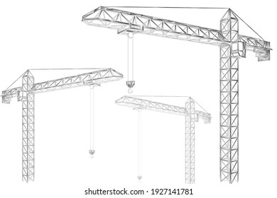 Tower cranes. Polygonal design of concatenated lines and points.