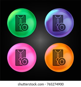 Tower crystal ball design icon in green - blue - pink and orange.