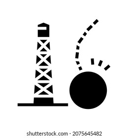 vector de icono de glifo de demoliciones de torres. señal de demoliciones de torres. símbolo de contorno aislado ilustración negra