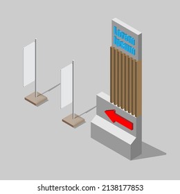 Tower display advertising on gray color background