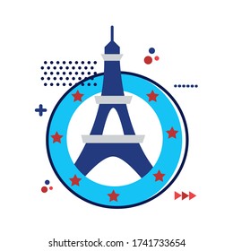 tower eiffel france monument flat style vector illustration