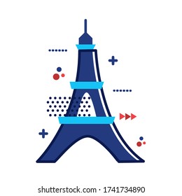 tower eiffel france monument flat style vector illustration