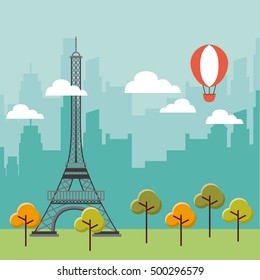 tower eiffel french culture vector illustration design