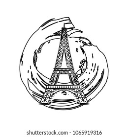 tower eiffel on paint grunge style