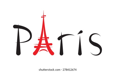 Tower Eiffel with Paris lettering