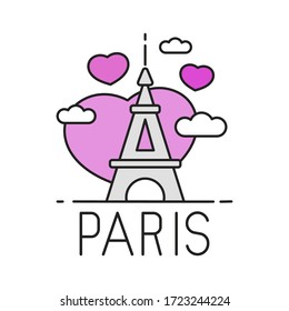 Tower Eiffel with Paris lettering. Vector Suitable For Greeting Card, Poster Or T-shirt Printing.