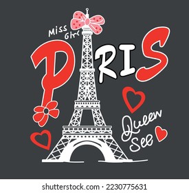 Tower Eiffel with Paris lettering. Vector illustration