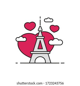 Tower Eiffel with Paris . Vector Illustration Suitable For Greeting Card, Poster Or T-shirt Printing.