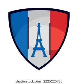 tower eiffel in shield icon