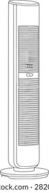 Tower Fan Line Art - Modern Standing Floor Fan Outline Drawing
