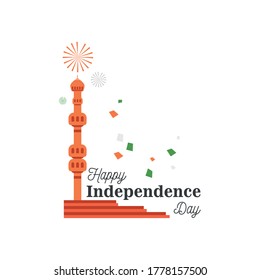 tower with fireworks detailed style icon design, happy india independence day and august 15th theme Vector illustration