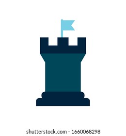 tower with flag flat style icon design of Security system warning protection danger web alert and safe theme Vector illustration